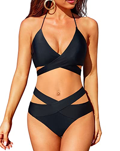 Heidi-Mode | Wrap Halterneck Bikini Satz Criss Cross Zwei Teile Badeanzug - Image 4