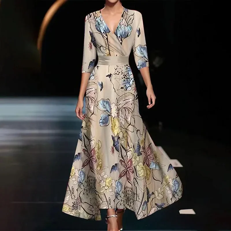 Heidi-Mode | Wickel Maxi Kleid mit Gewagtem Blumenmuster für Damen - Image 4