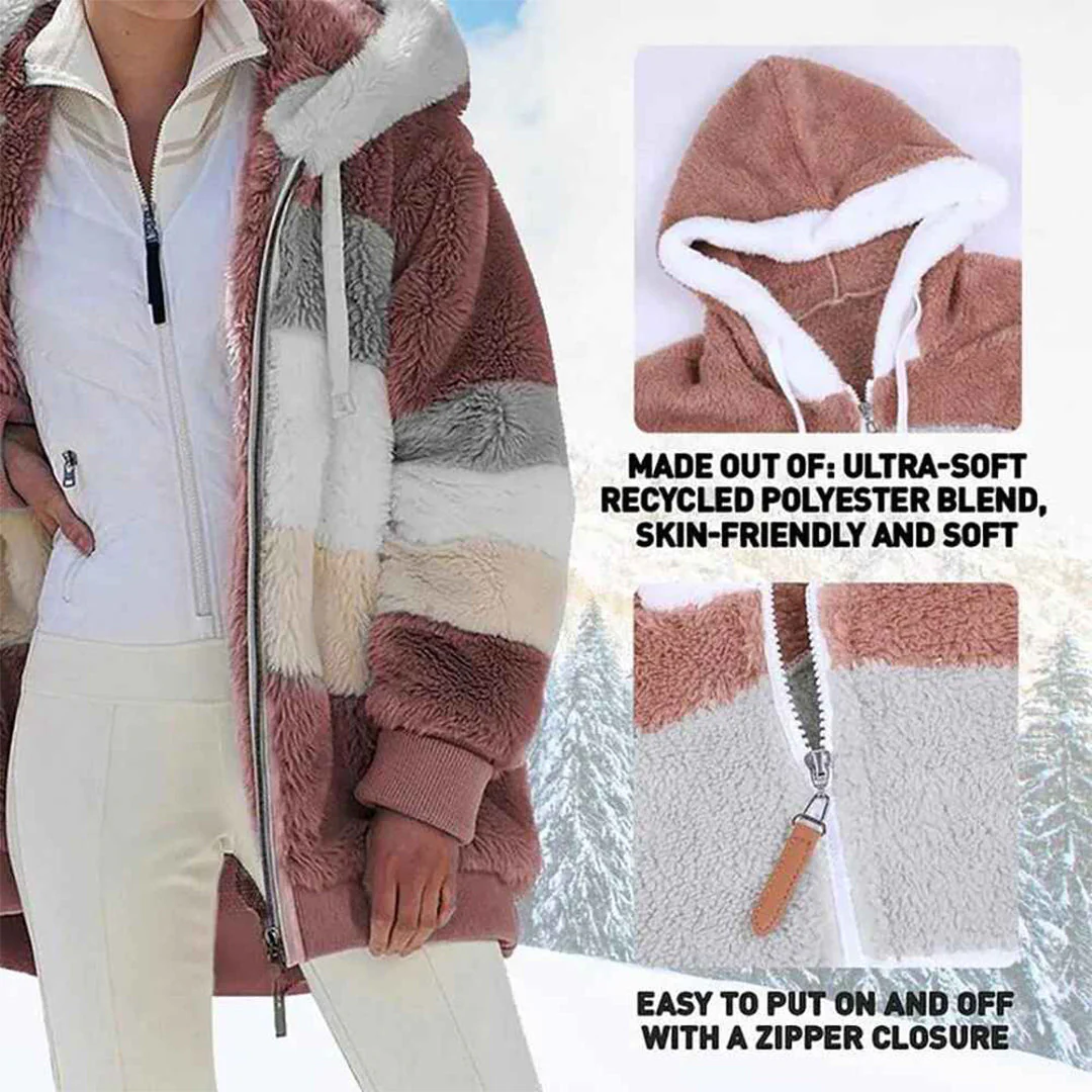 Heidi-Mode | Warme Oversized Damenjacke mit Kapuze Lange Ärmel Jacke für Kalte Tage - Image 3