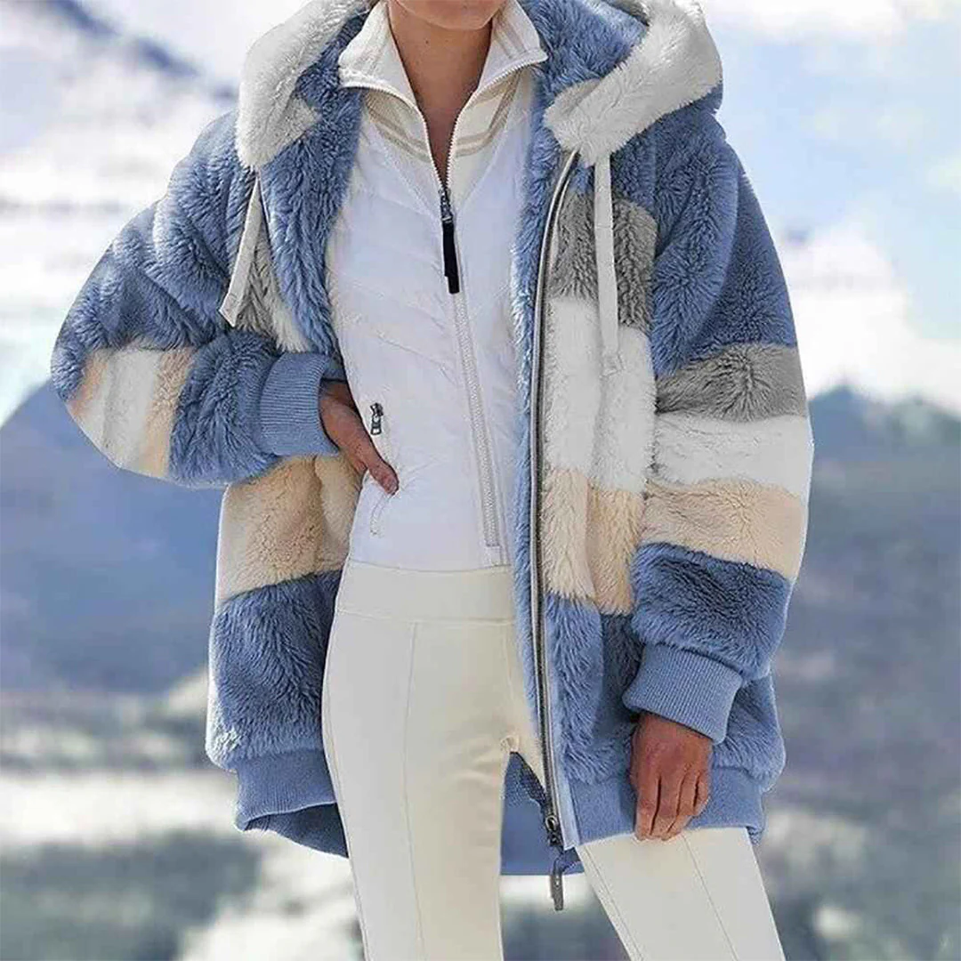 Heidi-Mode | Warme Oversized Damenjacke mit Kapuze Lange Ärmel Jacke für Kalte Tage - Image 6