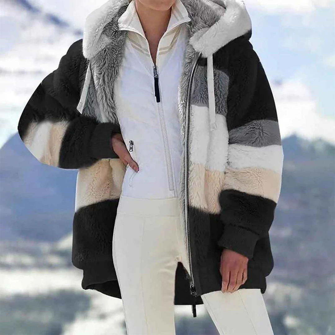 Heidi-Mode | Warme Oversized Damenjacke mit Kapuze Lange Ärmel Jacke für Kalte Tage - Image 9