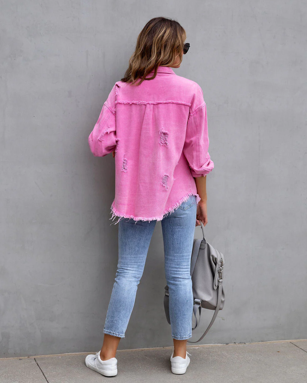 Heidi-Mode | Zerrissene Hemd Jacke Weiblich Herbst und Frühling Casual Tops Damen Bekleidung