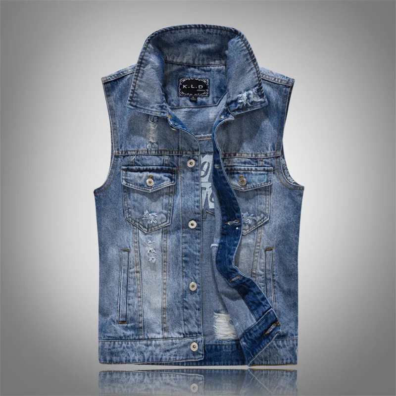 Heidi-Mode | Zerrissene Ärmellose Jeansweste für Männer - Image 10