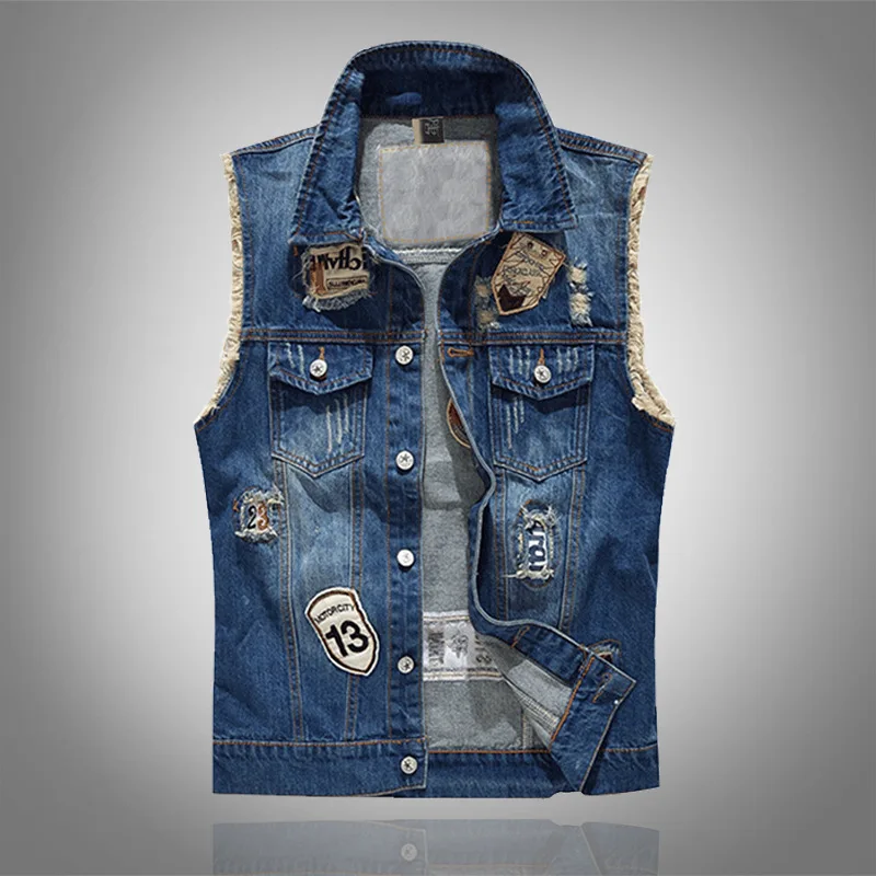 Heidi-Mode | Zerrissene Ärmellose Jeansweste für Männer - Image 11