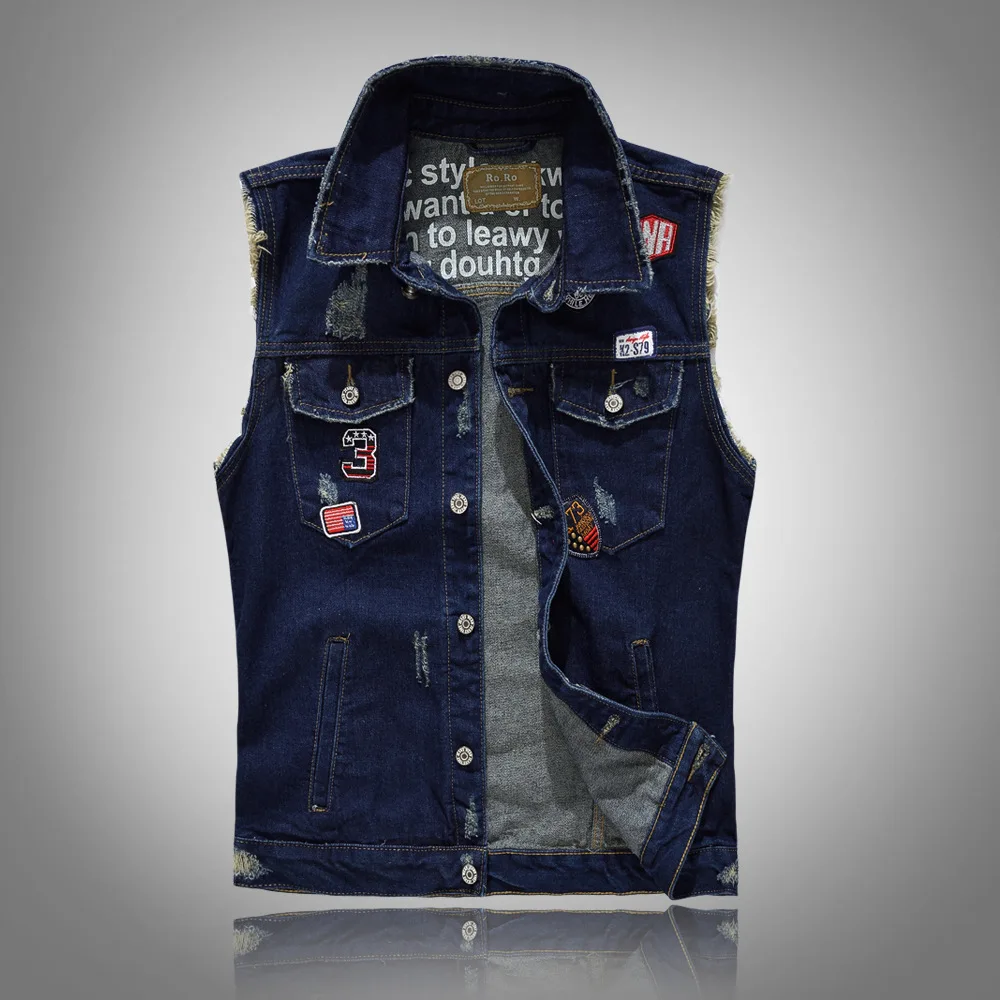 Heidi-Mode | Zerrissene Ärmellose Jeansweste für Männer - Image 3