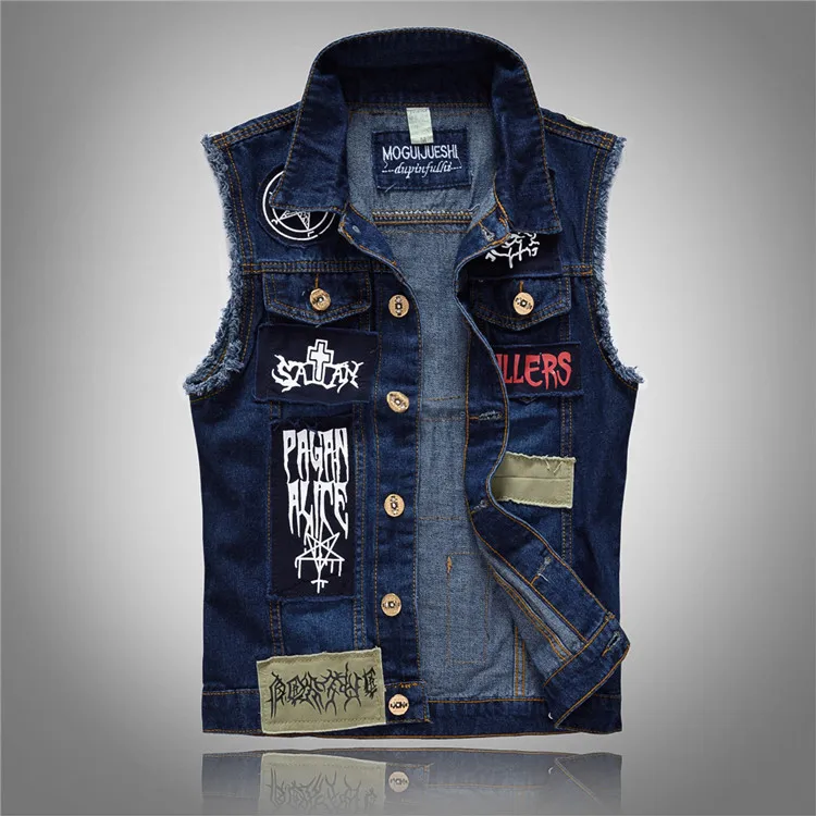 Heidi-Mode | Zerrissene Ärmellose Jeansweste für Männer - Image 6