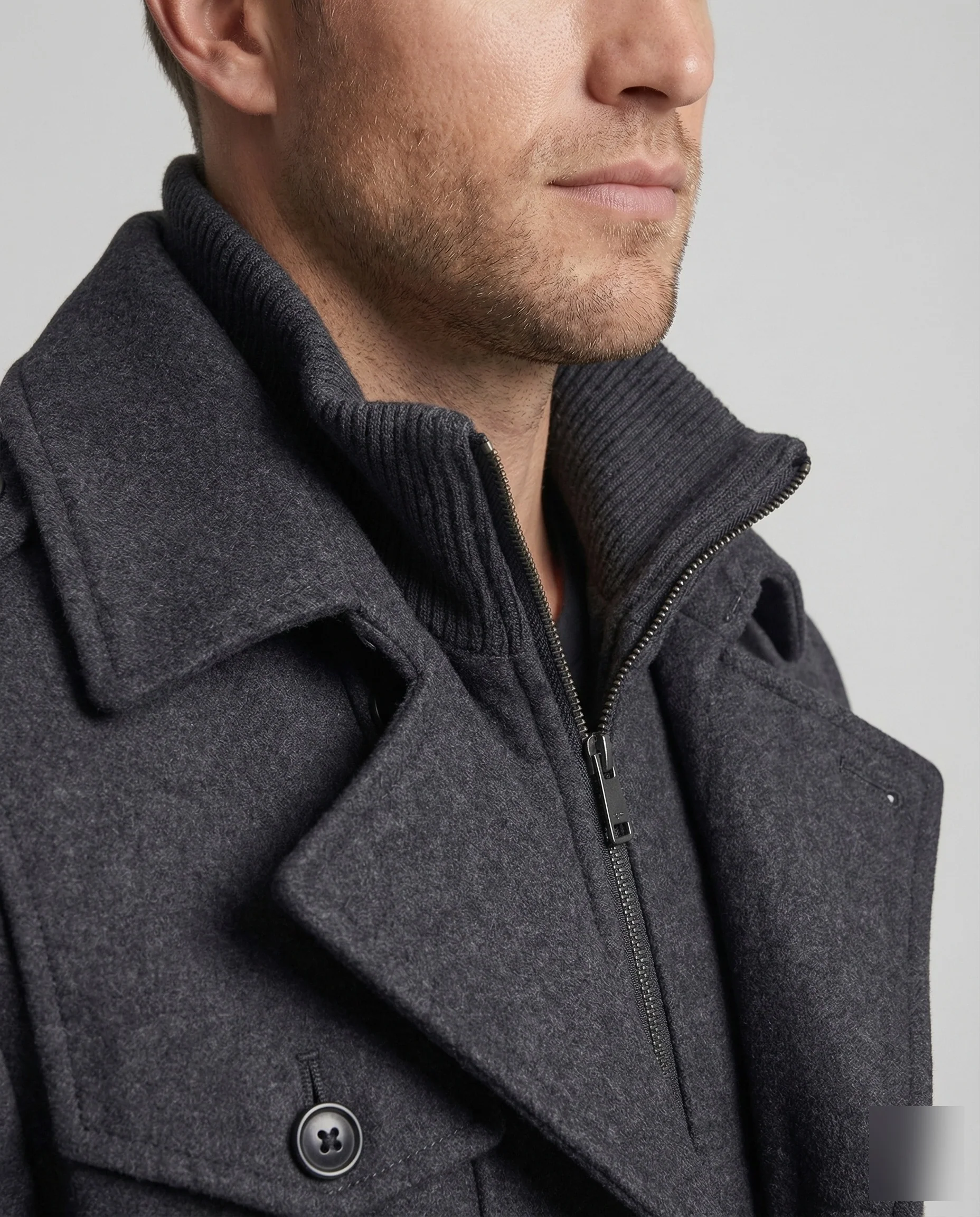 Herren Zweiteilige Wolljacke mit Kapuzenkragen & Lockere Passform | Heidi-Mode - Image 3