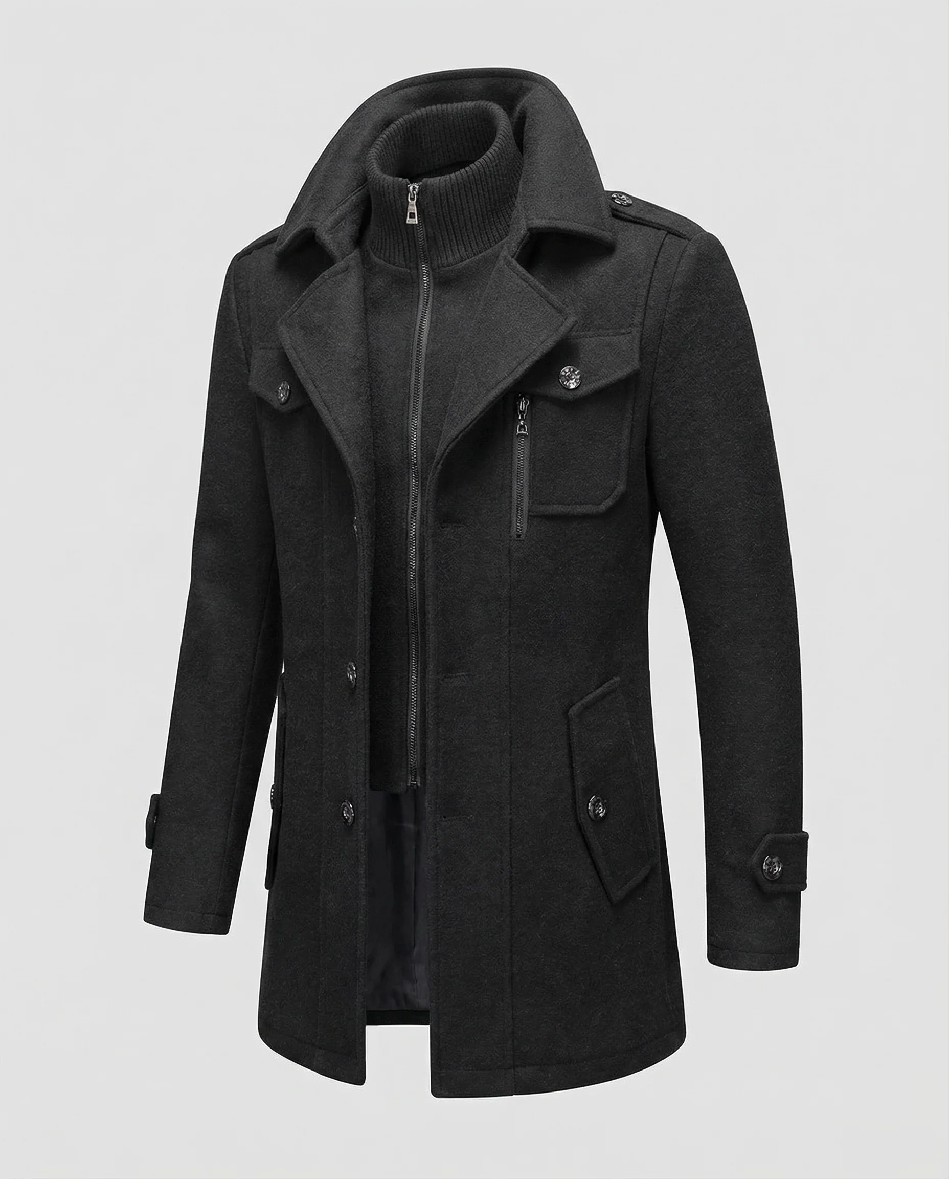 Herren Zweiteilige Wolljacke mit Kapuzenkragen & Lockere Passform | Heidi-Mode - Image 5