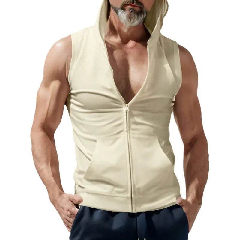 Herren ärmelloses Zip-Hoodie mit tiefem V-Ausschnitt und atmungsaktivem Material Heidi-Mode - Image 6