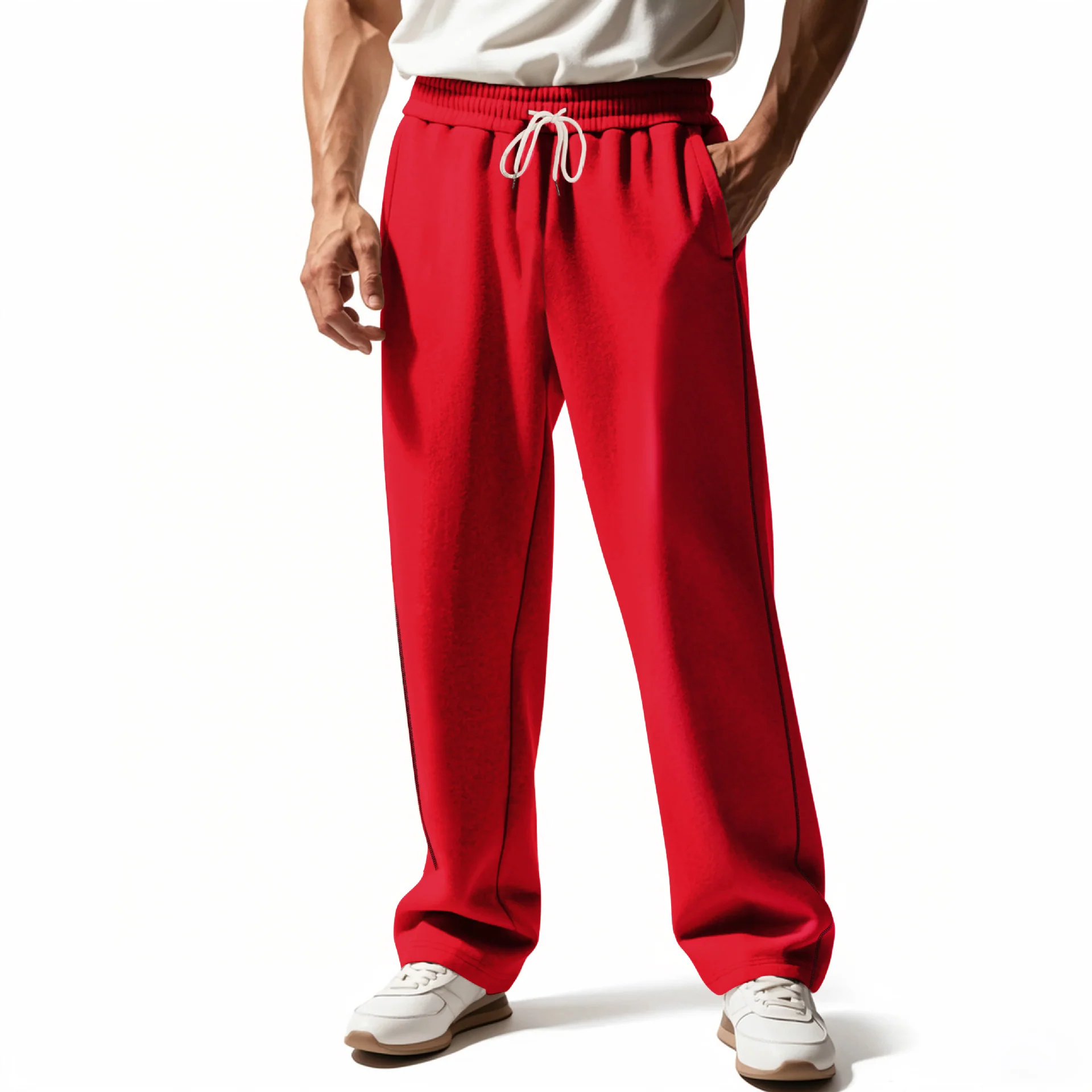 Herren bequeme Sweatpants mit kontrastierenden Nähten und praktischen Seitentaschen Heidi-Mode - Image 3