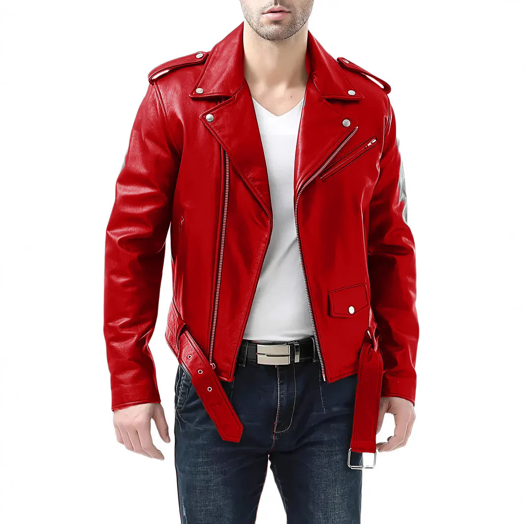 Herren Bikerlederjacke mit Taschen - Image 2