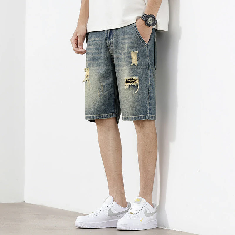 Herren Denim-Shorts mit Stylischem Destroyed-Effekt und Lässigem Schnitt Heidi-Mode - Image 2