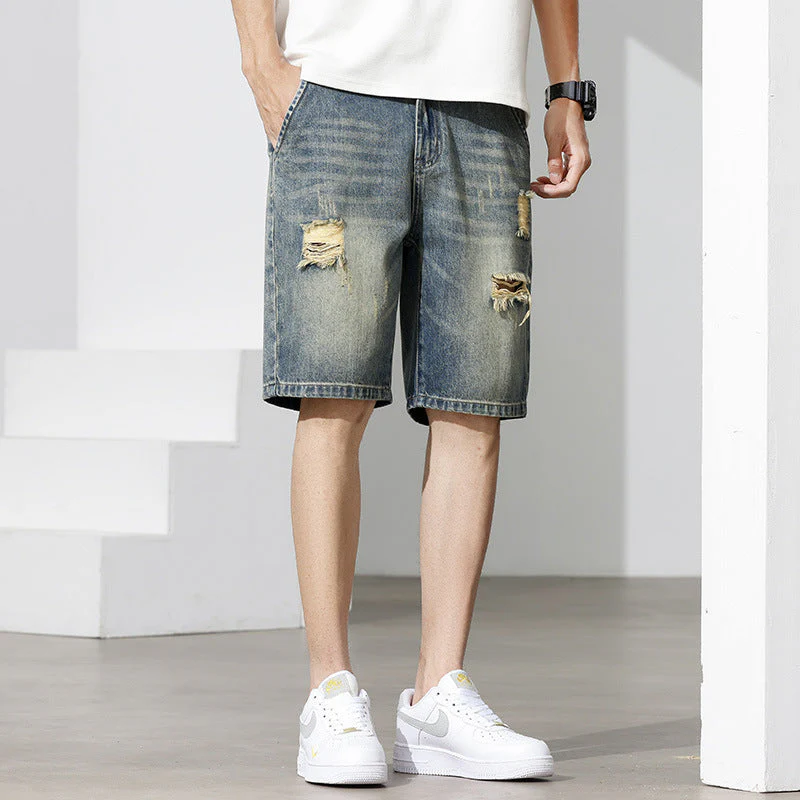 Herren Denim-Shorts mit Stylischem Destroyed-Effekt und Lässigem Schnitt Heidi-Mode - Image 4