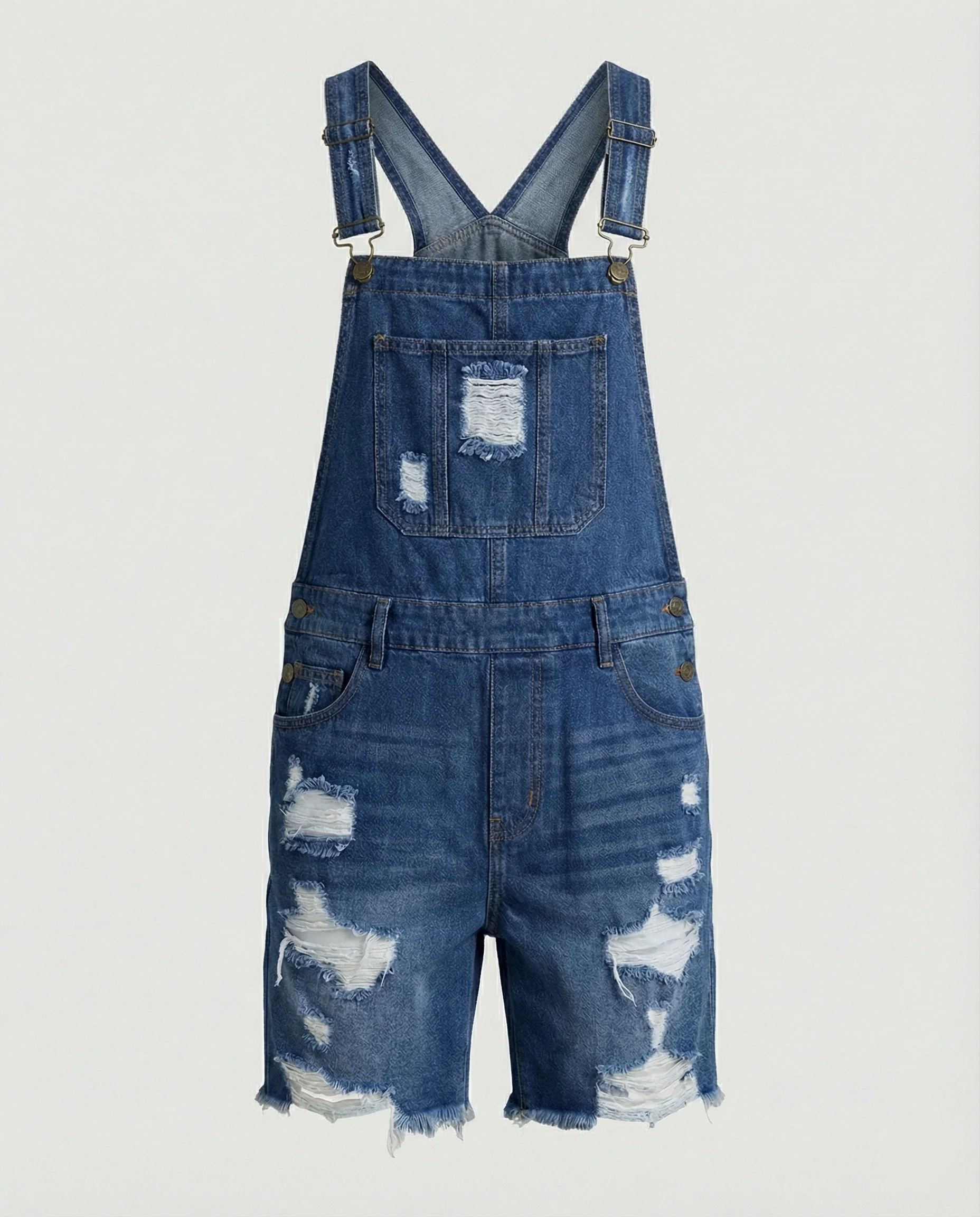 Herren Destroyed Denim Latzshorts - Image 5