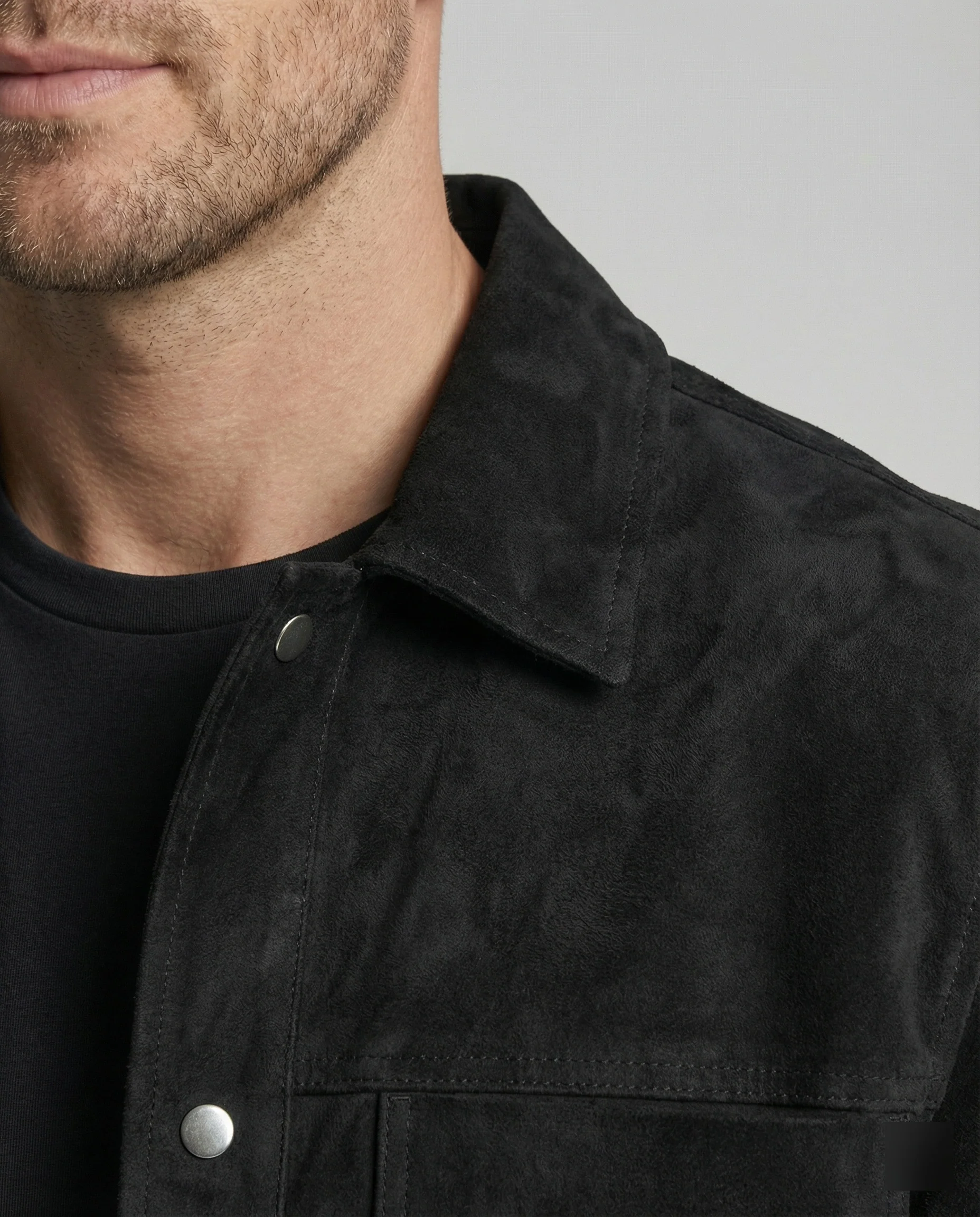 Herren dick gefütterte Wildlederoptik Hemdjacke mit Druckknöpfen und aufgesetzten Brusttaschen Heidi-Mode - Image 2