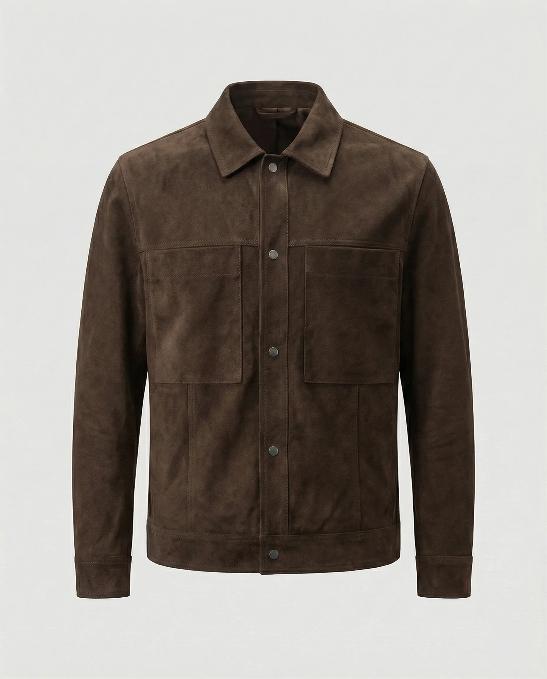 Herren dick gefütterte Wildlederoptik Hemdjacke mit Druckknöpfen und aufgesetzten Brusttaschen Heidi-Mode - Image 6