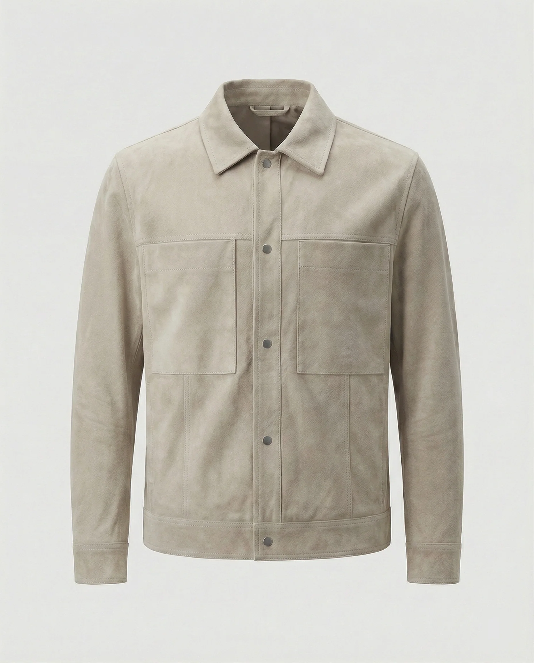 Herren dick gefütterte Wildlederoptik Hemdjacke mit Druckknöpfen und aufgesetzten Brusttaschen Heidi-Mode - Image 7