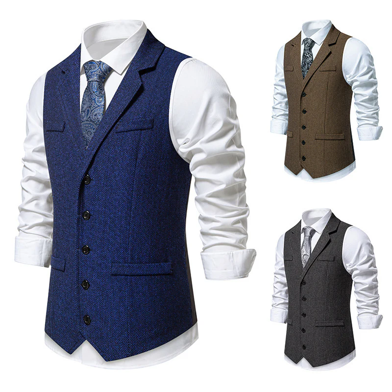 Herren elegante Anzugweste mit feinem Fischgrätmuster Heidi-Mode - Image 3