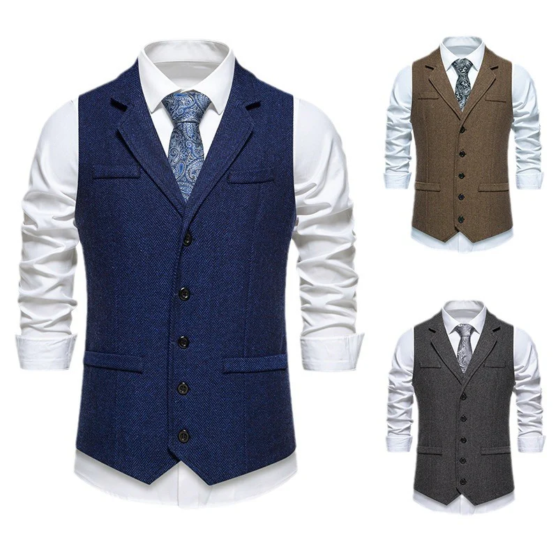 Herren elegante Anzugweste mit feinem Fischgrätmuster Heidi-Mode - Image 5
