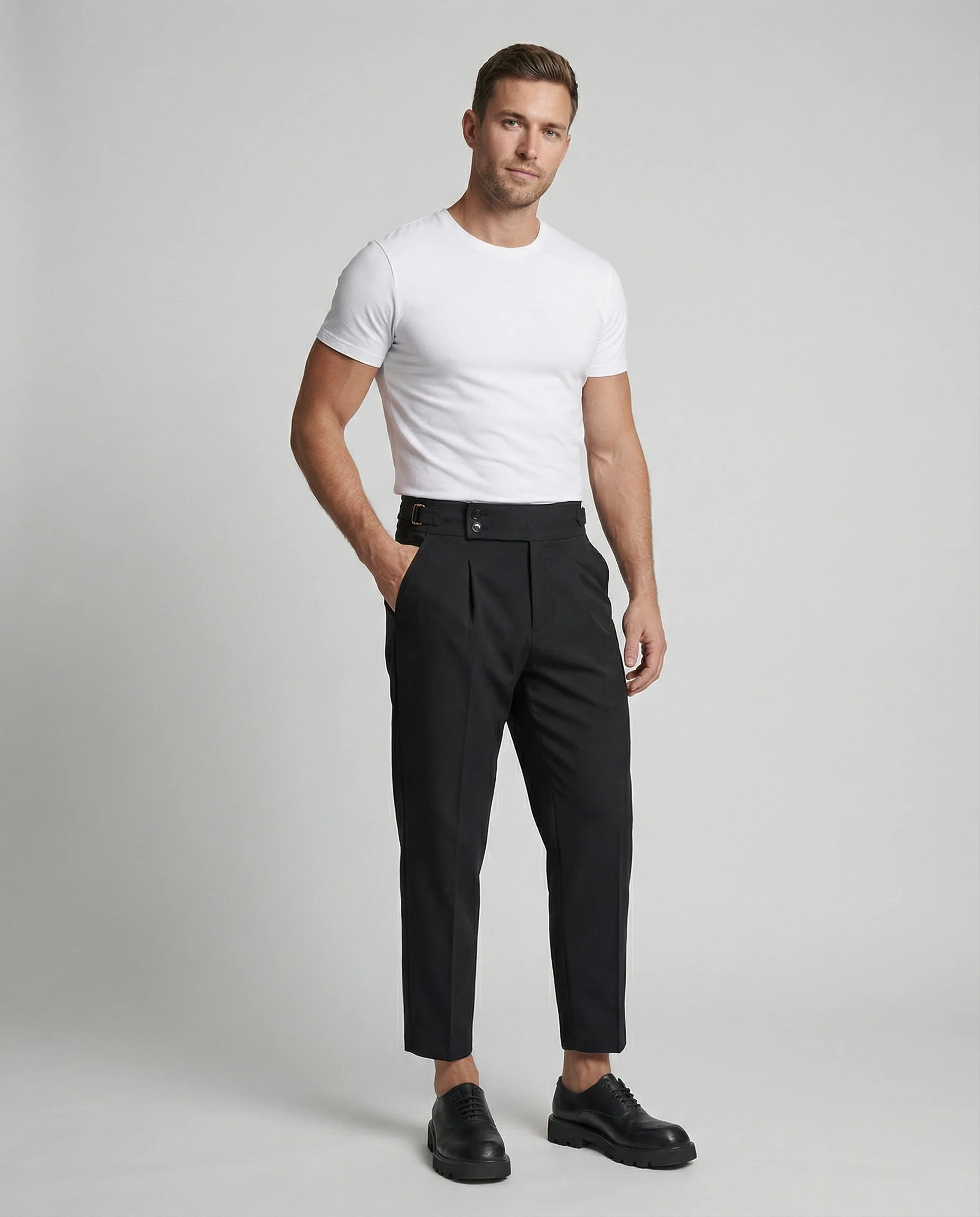 Herren Elegante Freizeithose mit hohem Bund - Image 2