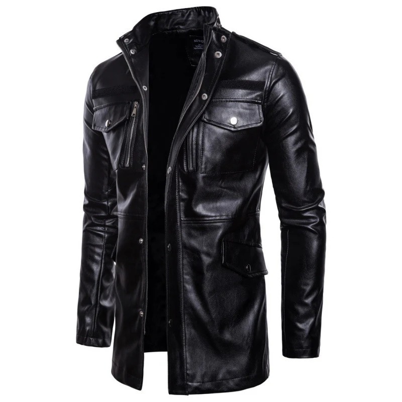 Herren Lederjacke mit Zipper-Taschen