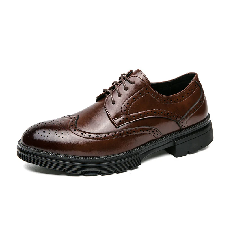 Herren Elegante Schnürschuhe mit klassischen Broguemuster und rutschfester Sohle Heidi Mode - Image 5