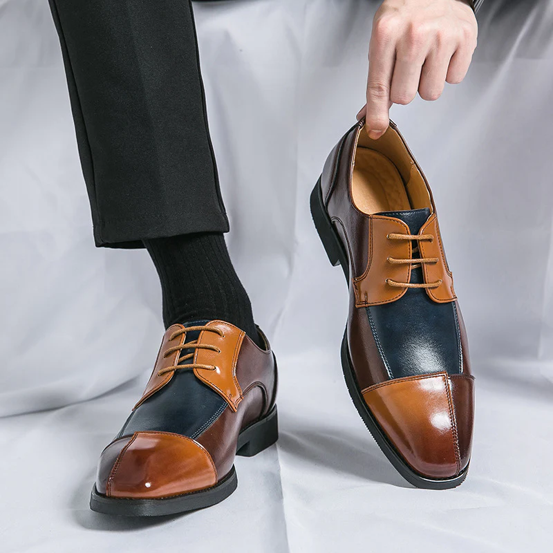 Herren Elegante Schnürschuhe mit zweifarbiger Lederoptik Heidi Mode - Image 2