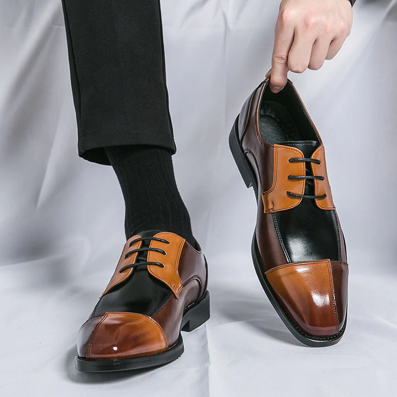 Herren Elegante Schnürschuhe mit zweifarbiger Lederoptik Heidi Mode - Image 3