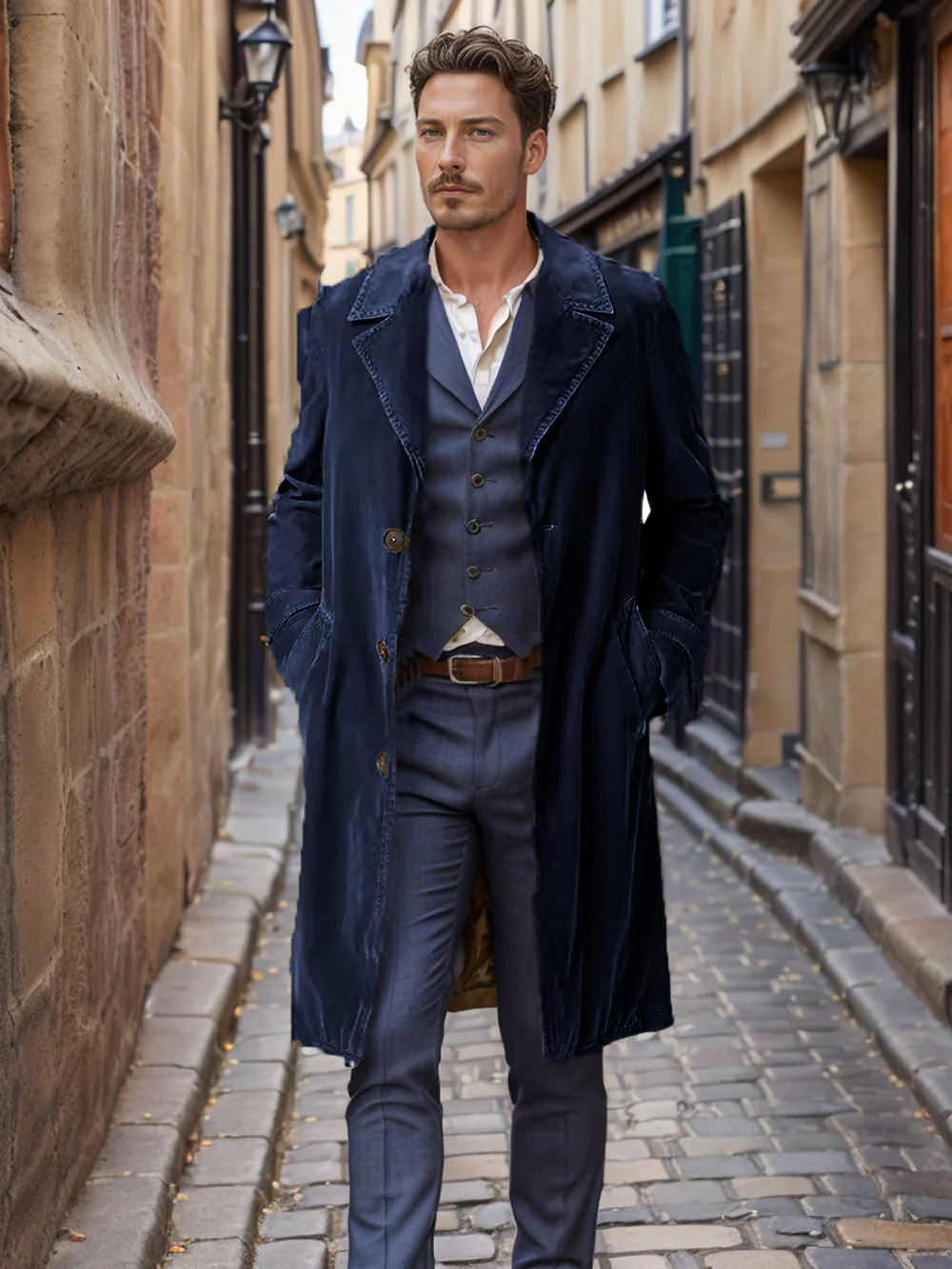 Herren eleganter Trenchcoat aus hochwertigem Gewebe mit praktischen Taschen Heidi-Mode - Image 5