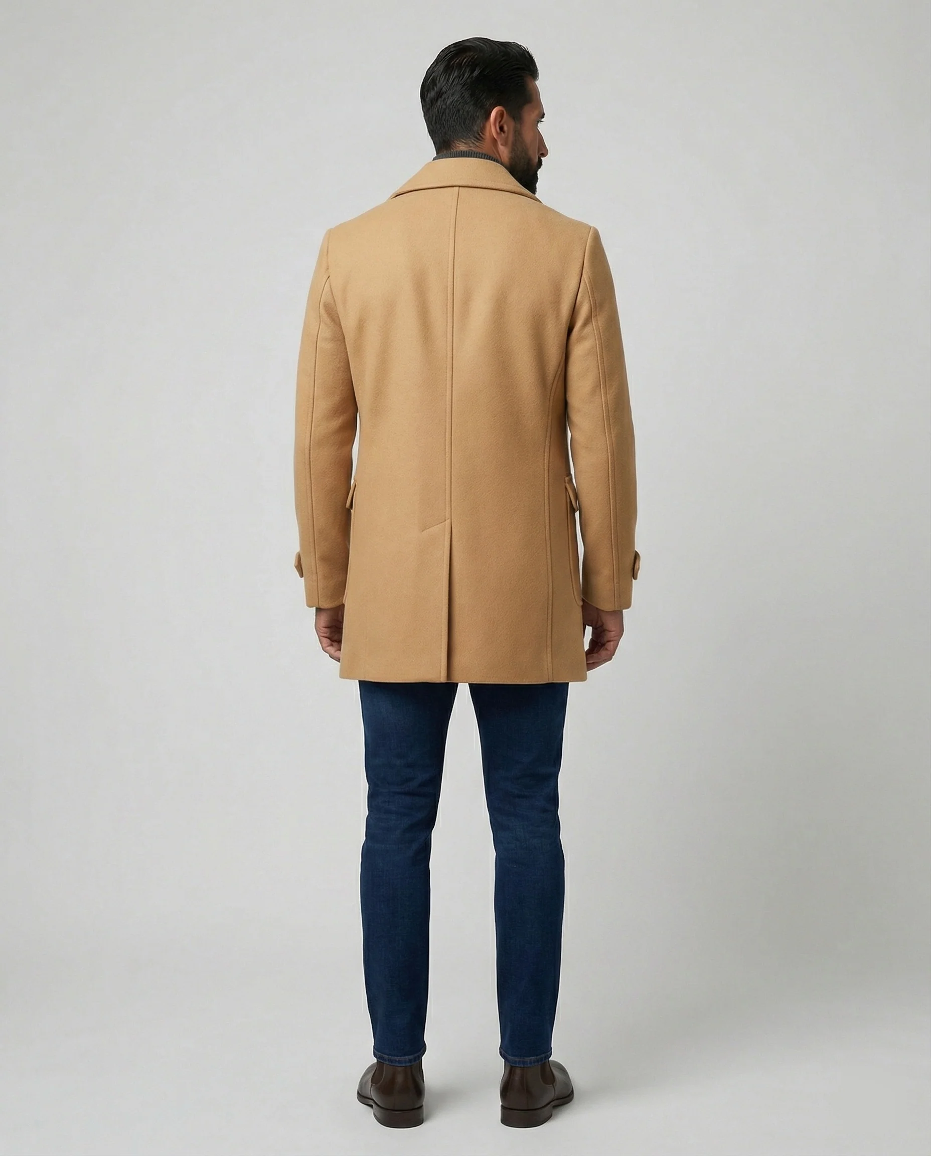 Herren Eleganter Wollmantel mit doppelter Knopfleiste - Image 3