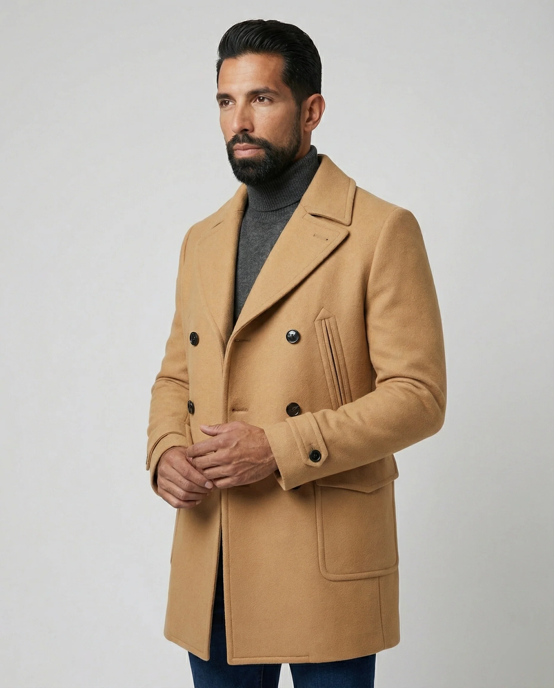 Herren Eleganter Wollmantel mit doppelter Knopfleiste - Image 7