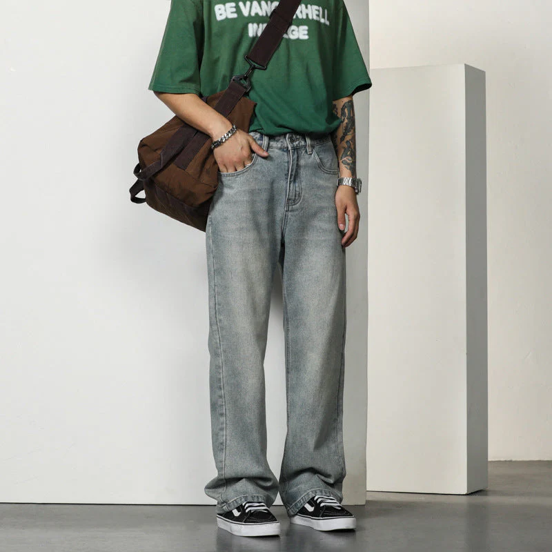 Herren Entspannte Bootcut-Jeans mit Hohem Bund und Lässigem Schnitt Heidi-Mode