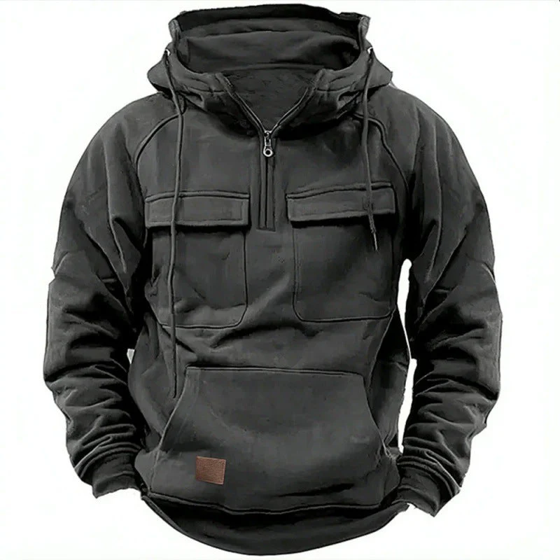 Herren Funktionale Kapuzenpullover mit Praktischen Taschen und Kurzem Reißverschluss Heidi-Mode - Image 8