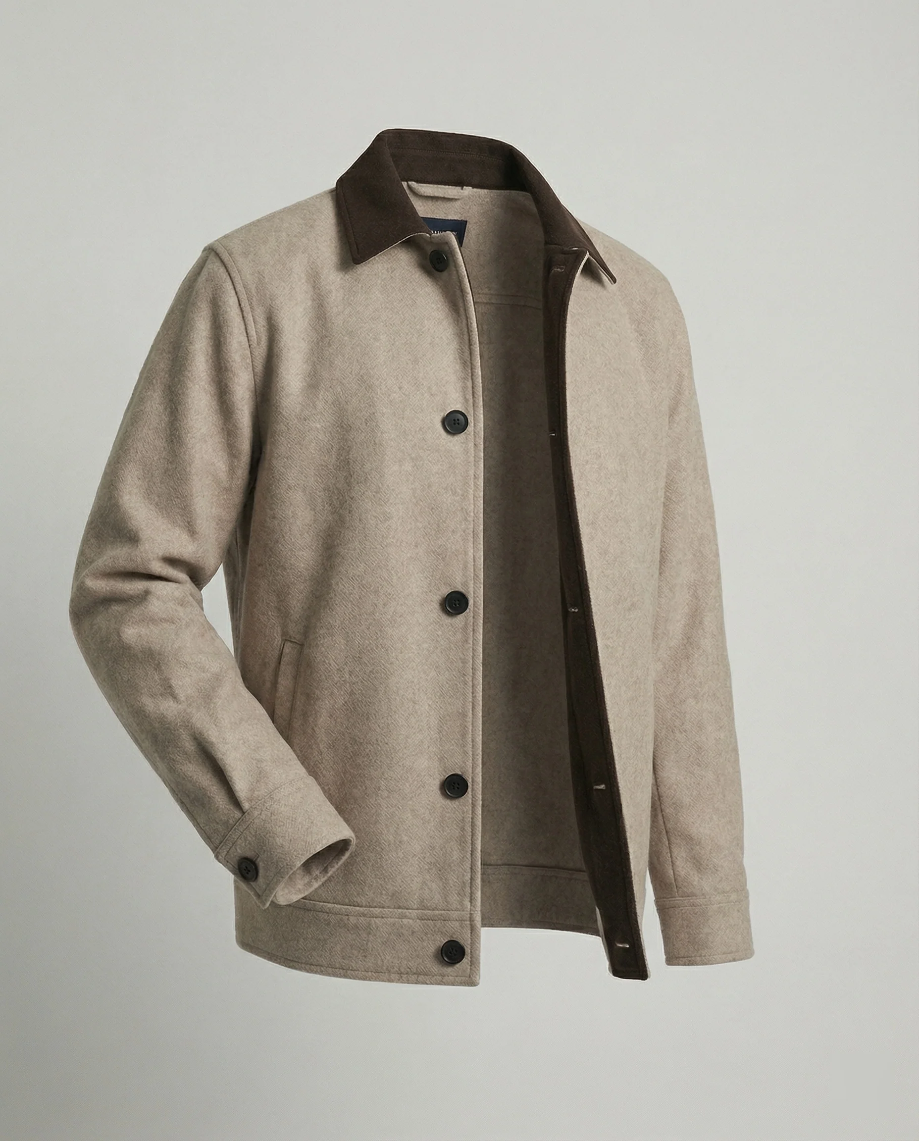 Herren geradliniger Wollmix-Hemdblouson mit Kontrastfutter und verdeckten Eingrifftaschen Heidi-Mode - Image 5