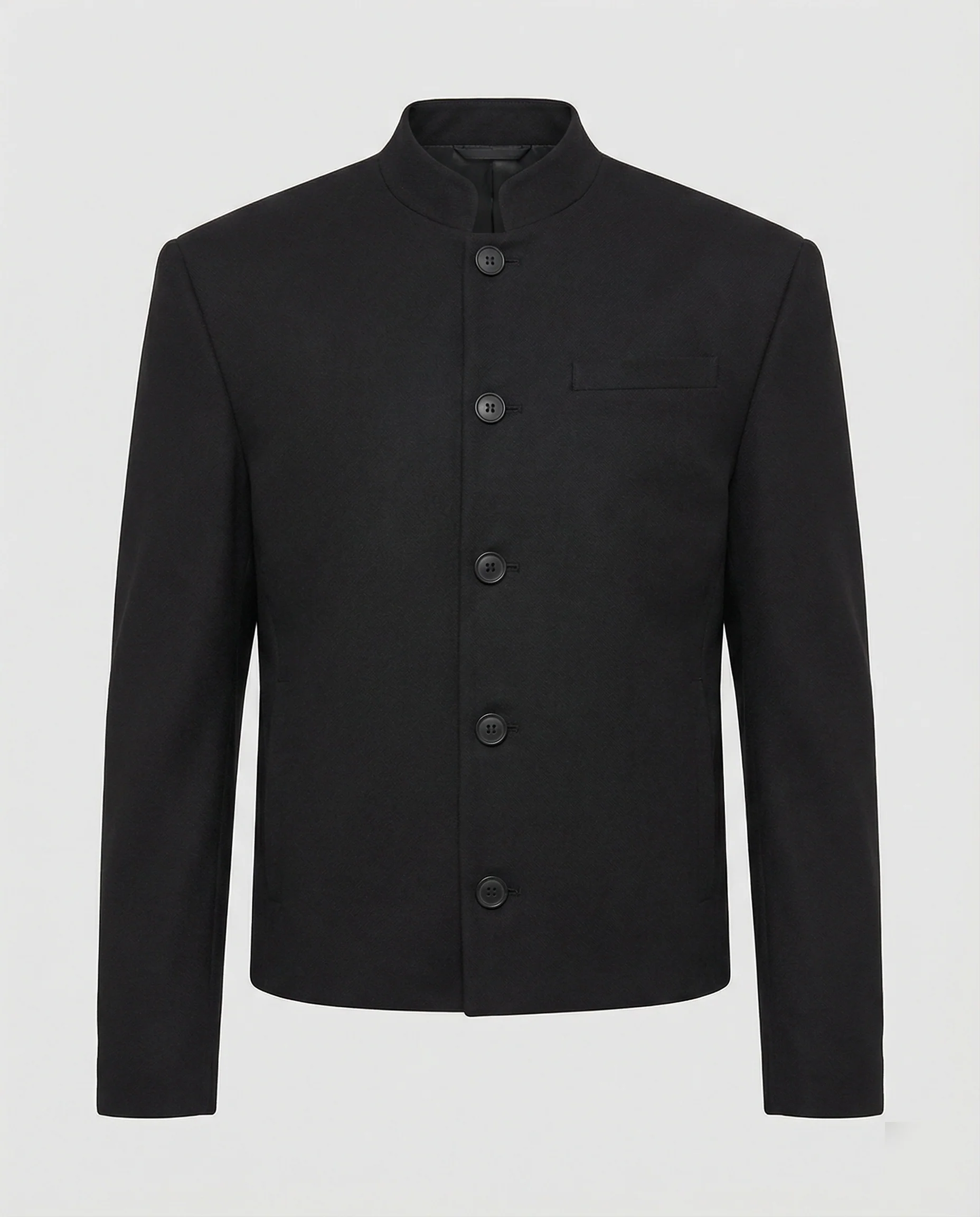 Herren Jacke New Chinese Style Stehkragen Schwarz Wolle Kurz - Image 5