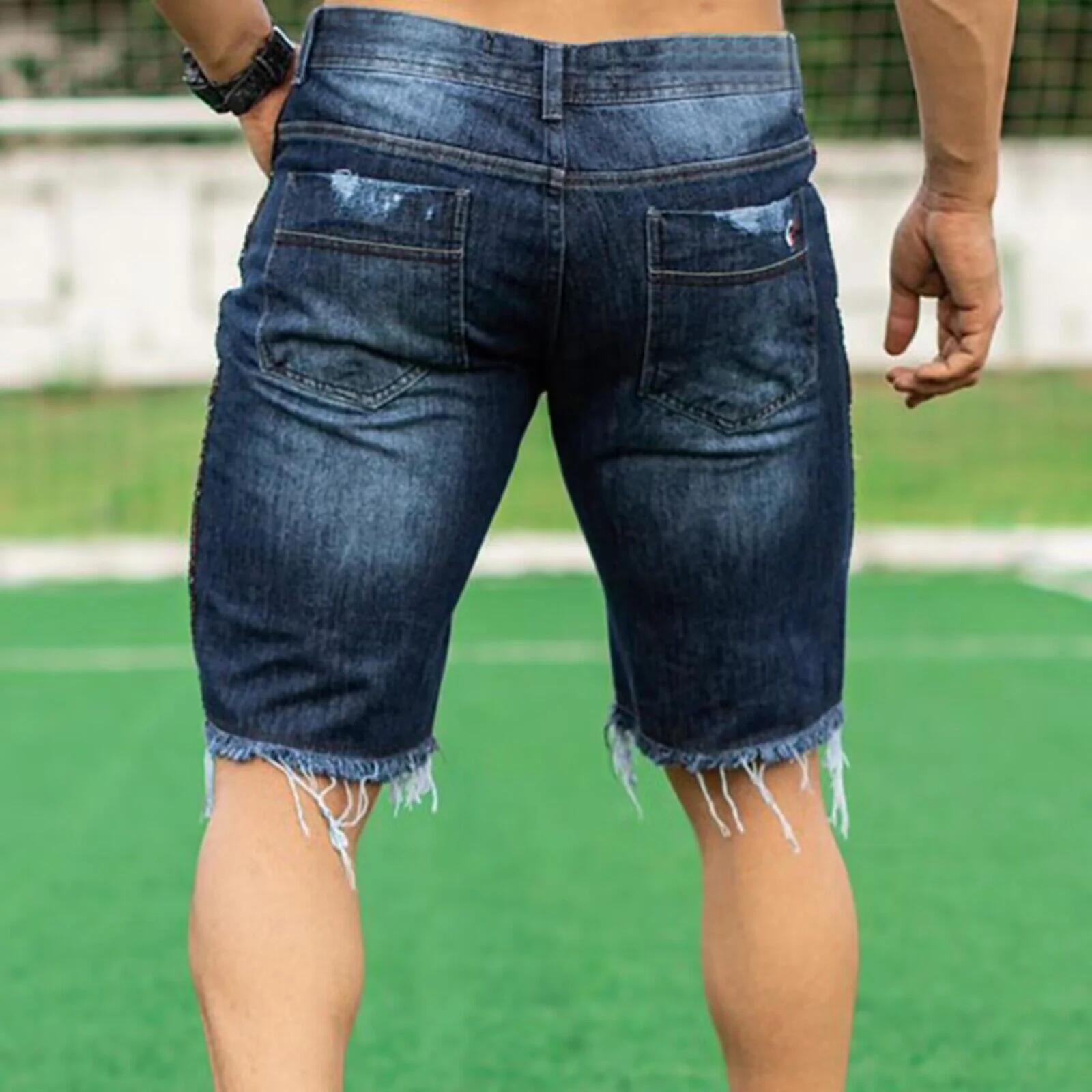 Herren Jeans-Shorts im trendigen Destroyed-Look mit fransigem Saum Heidi-Mode - Image 2