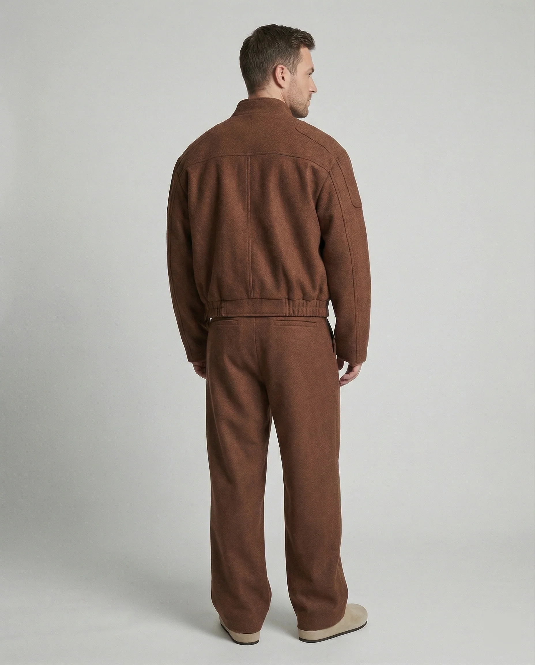 Herren kastig geschnittene Wollmix-Boxyjacke mit Stehkragen und verdecktem Reißverschluss Heidi-Mode - Image 4