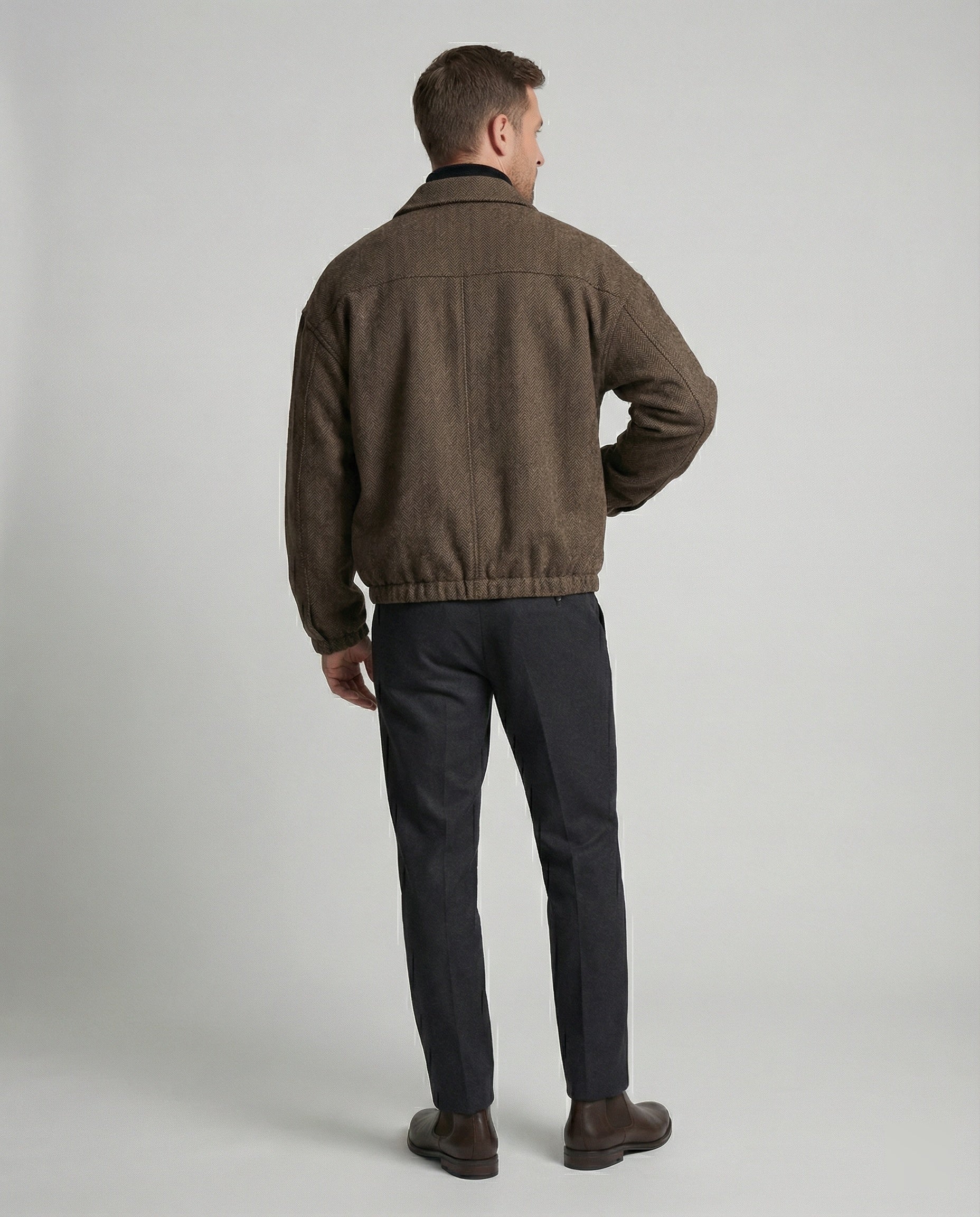 Herren kastig geschnittener Wollmix-Überzieher mit Hemdkragen verdeckter Druckknopfleiste und Brustpaspeltasche Heidi-Mode - Image 4