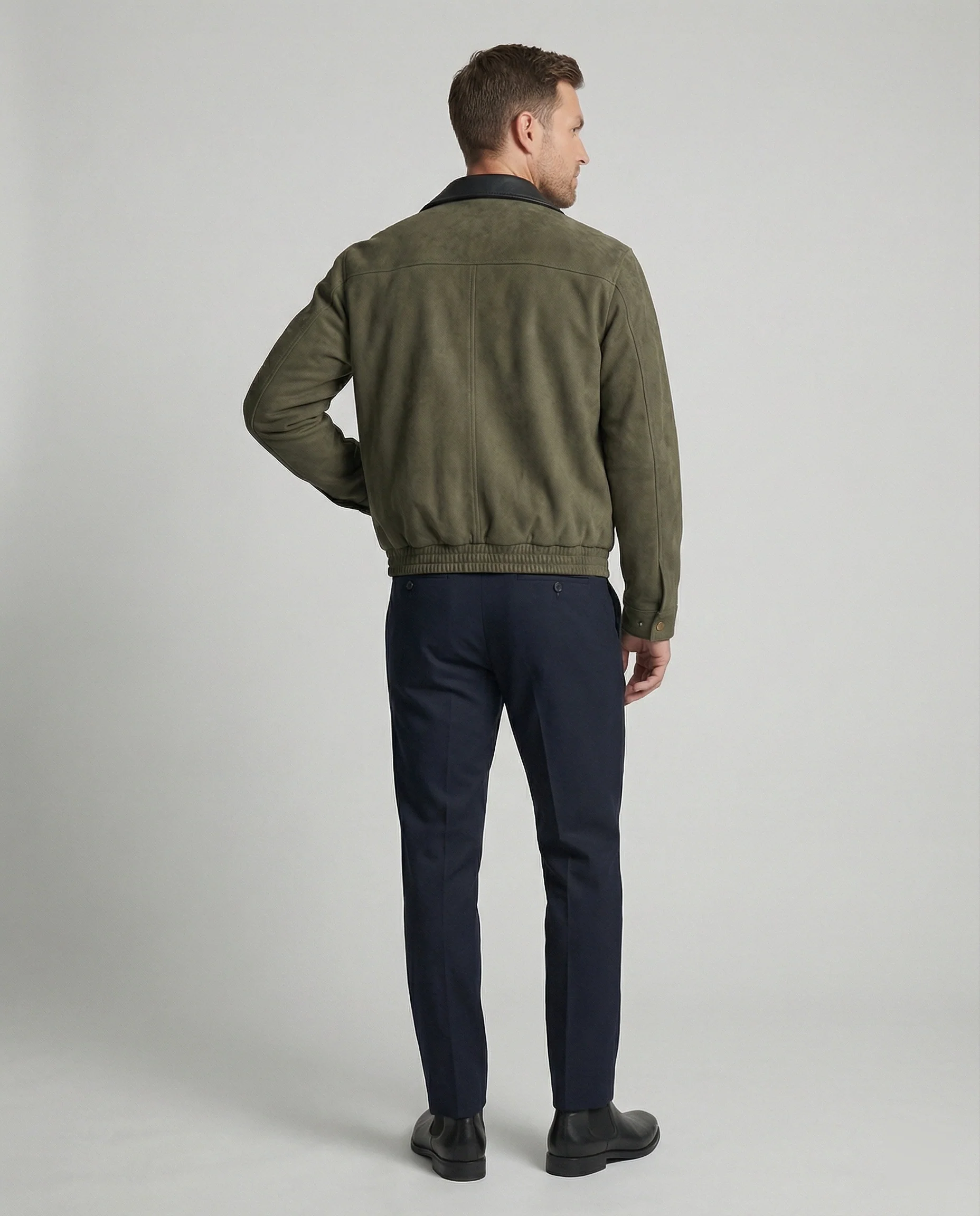 Herren kastige Blousonjacke mit Kunstlederkragen großen aufgesetzten Pattentaschen und elastischem Saum Heidi-Mode - Image 4