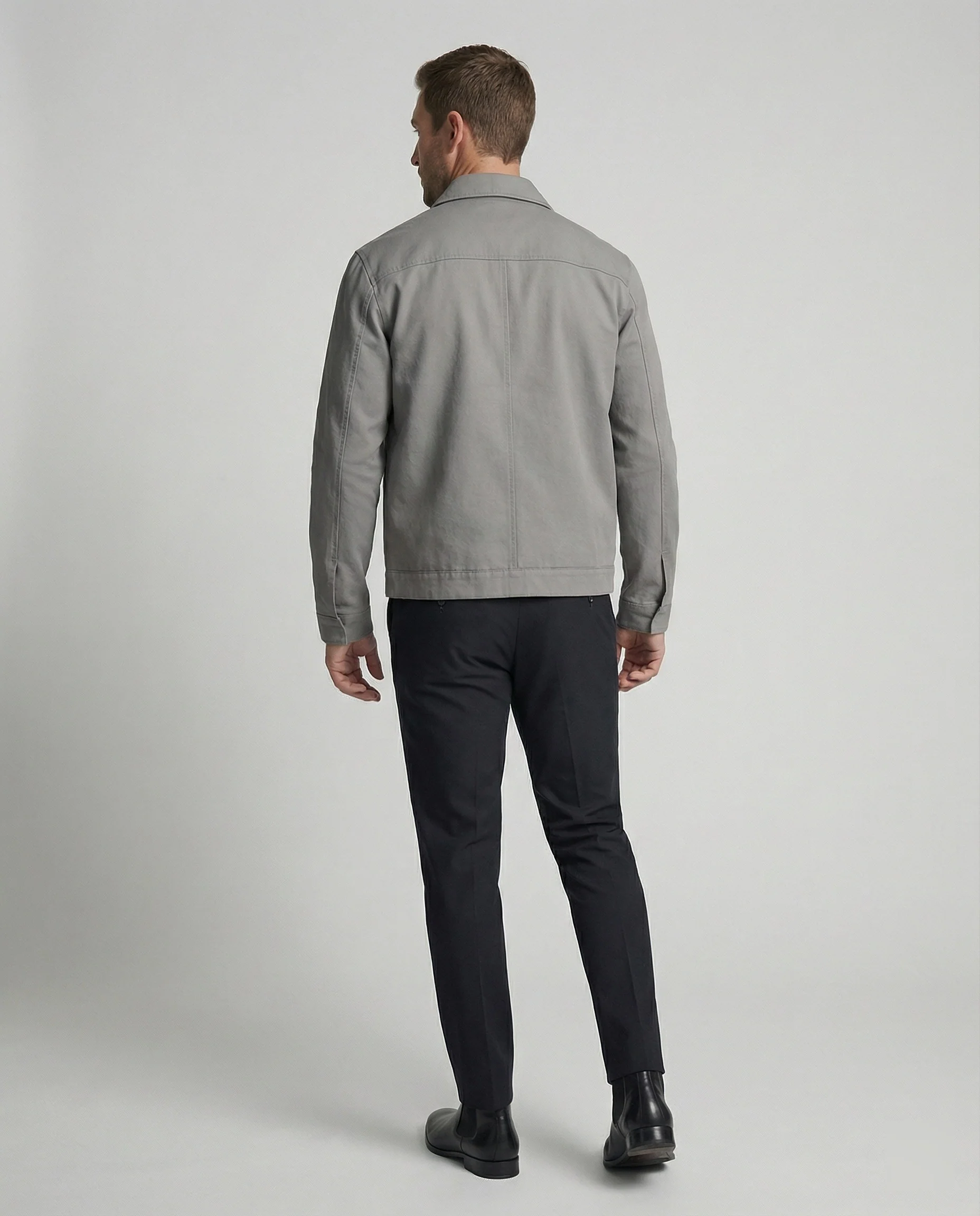 Herren kastige Zip-Jacke mit Hemdkragen und minimalistischen Teilungsnähten Heidi-Mode - Image 4