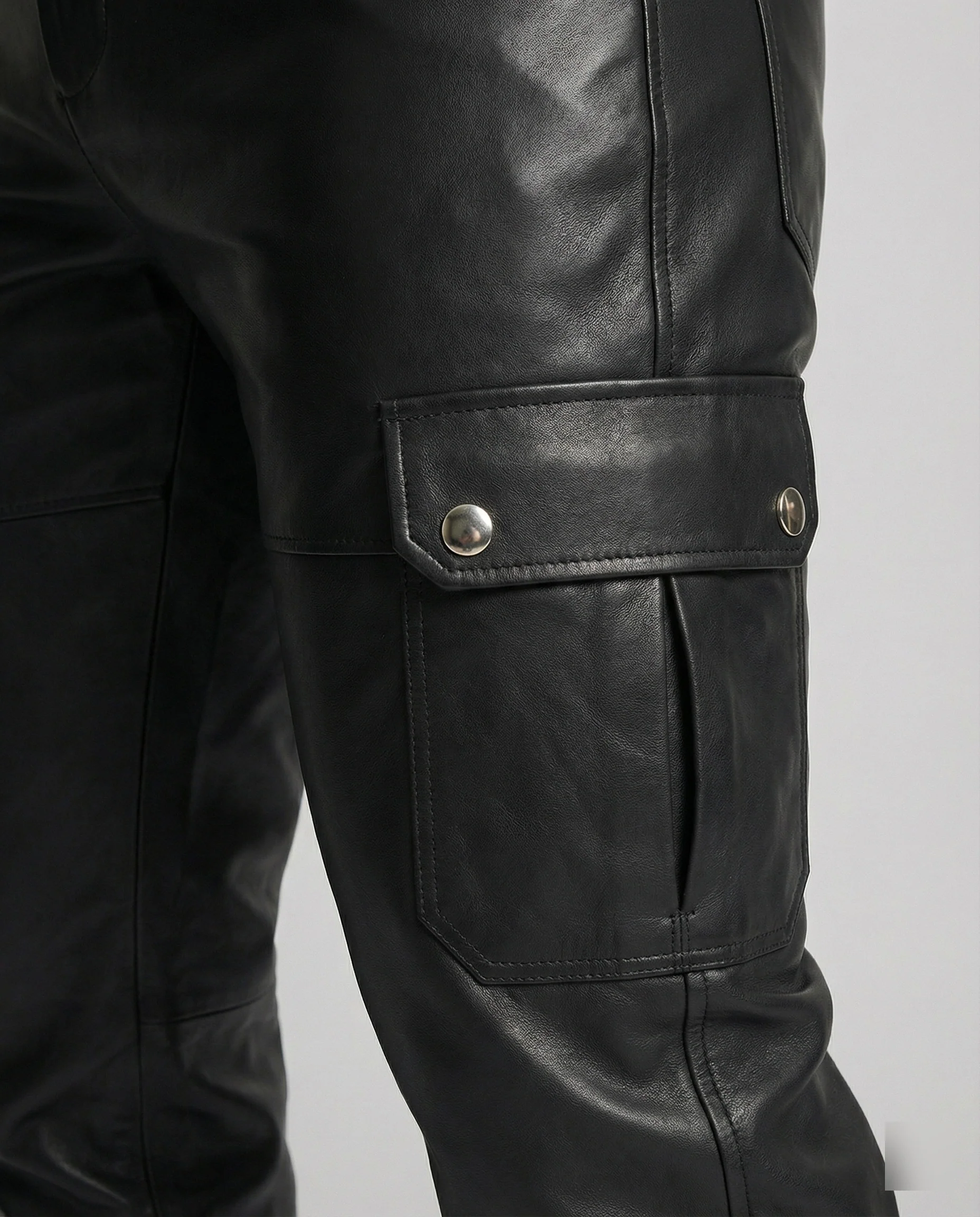Herren Kunstleder Cargo-Hose mit Seitentaschen - Image 3