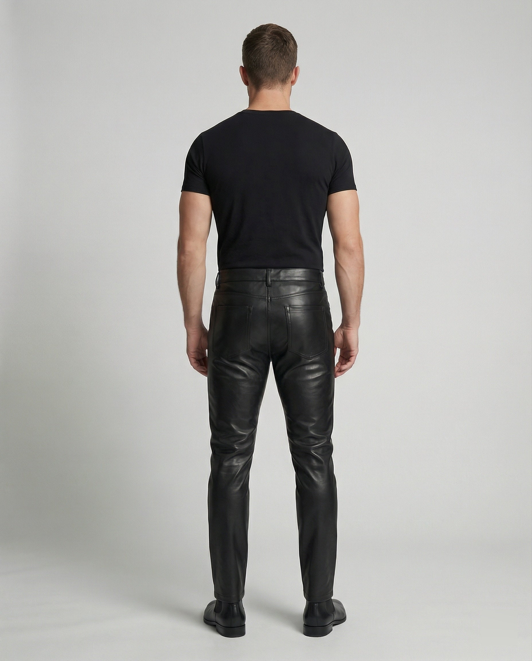 Herren Kunstleder Hose Slim Fit mit Taschen - Image 3