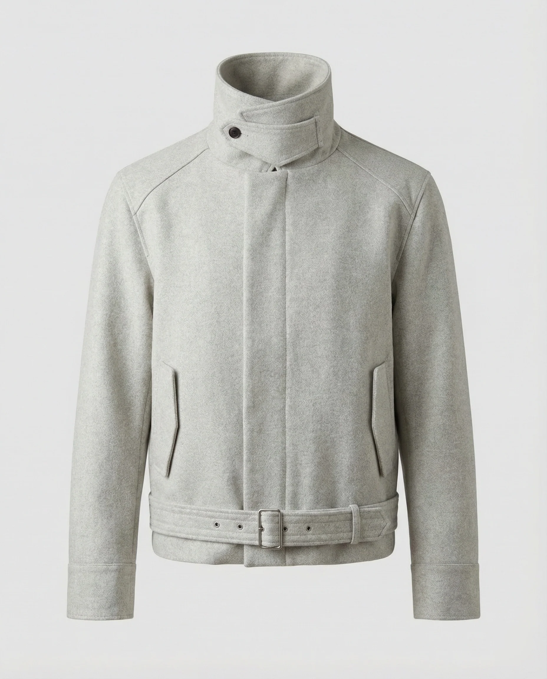 Herren kurz geschnittener Wollmix-Blouson mit hohem Stehkragen und Taillengürtel Heidi-Mode - Image 5