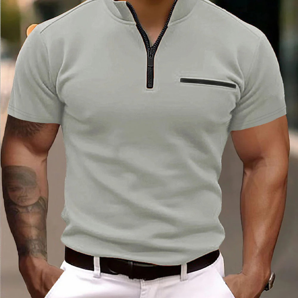 Herren Kurzarm Shirt mit Modischem Reißverschluss Heidi-Mode - Image 2