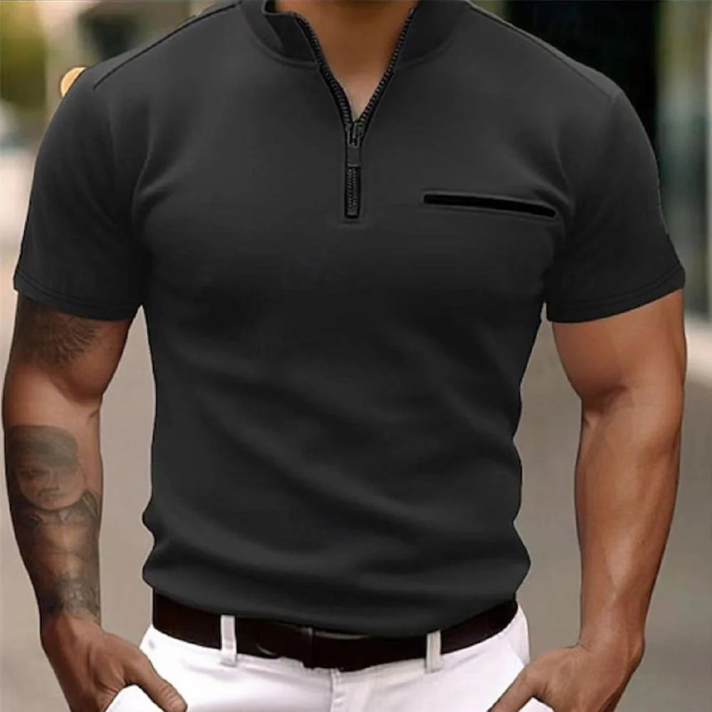 Herren Kurzarm Shirt mit Modischem Reißverschluss Heidi-Mode - Image 7