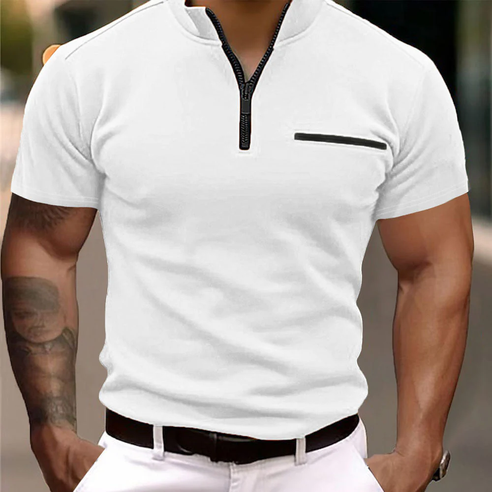Herren Kurzarm Shirt mit Modischem Reißverschluss Heidi-Mode - Image 8