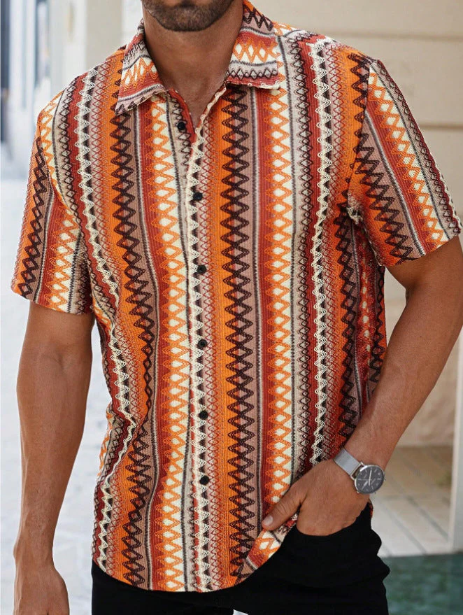 Herren Kurzarmhemd mit Buntem Ethno-Muster Heidi-Mode - Image 9