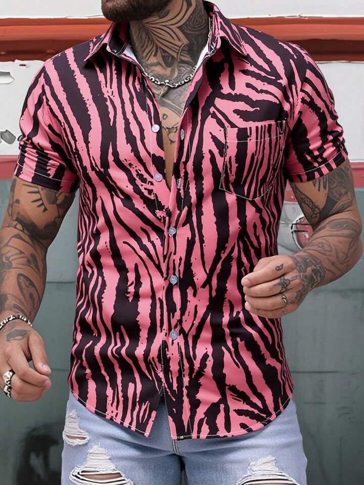 Herren Kurzarmhemd mit Modernem Animal-Print und Lockerer Passform Heidi-Mode - Image 3