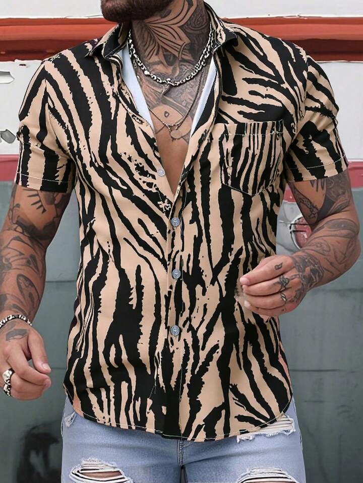 Herren Kurzarmhemd mit Modernem Animal-Print und Lockerer Passform Heidi-Mode - Image 7