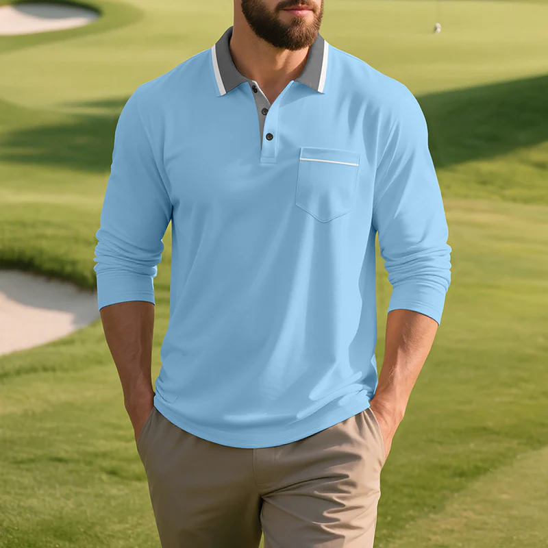 Herren Langarm Polo-Shirt aus atmungsaktivem Stoff mit modernem Kragen Heidi-Mode - Image 11